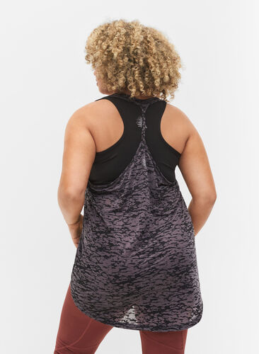 Workout top with racer back, Black w. WORK IT OUT, Model image number 1