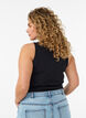 Cotton ribbed top with high neck, Black, Model image number 2
