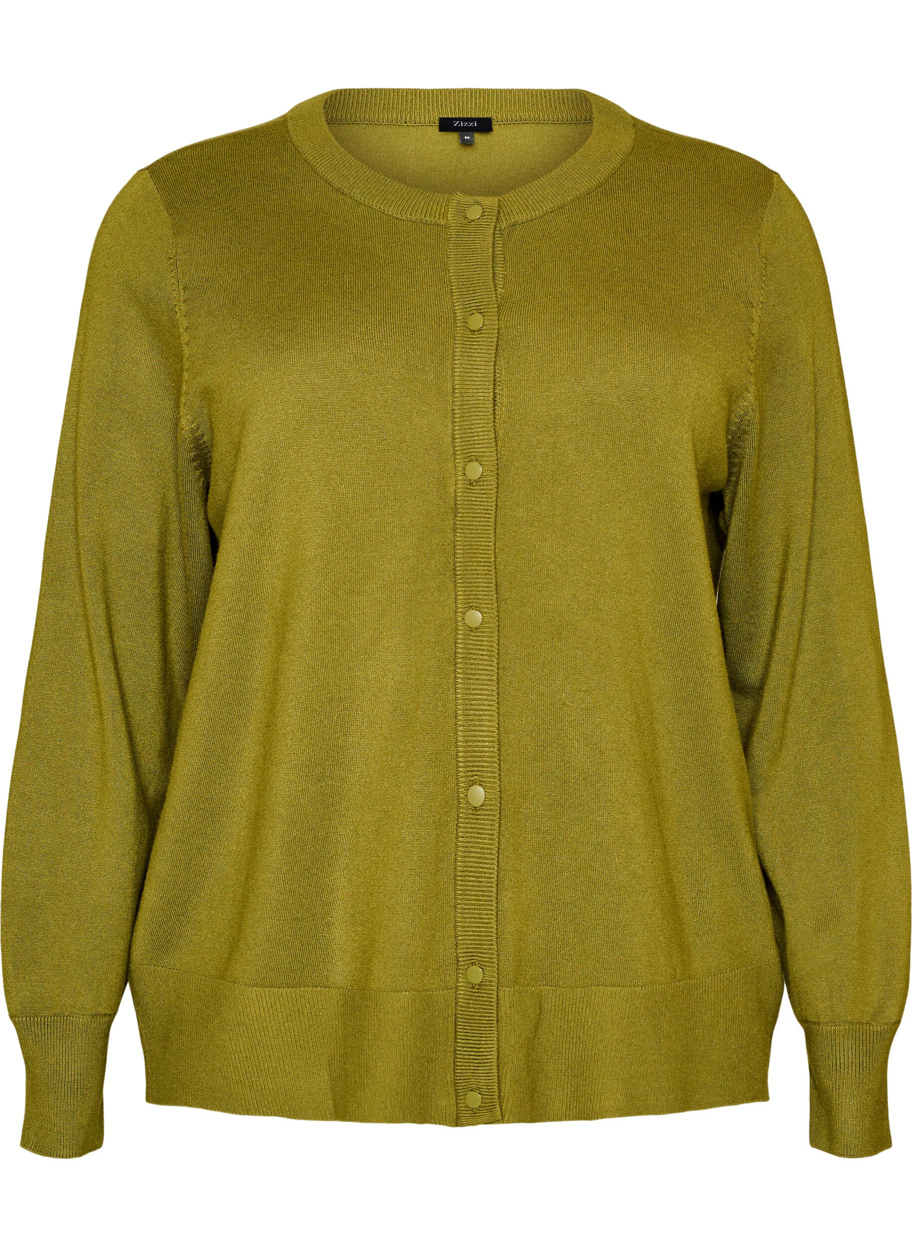 Knitted cardigan with round neck and buttons