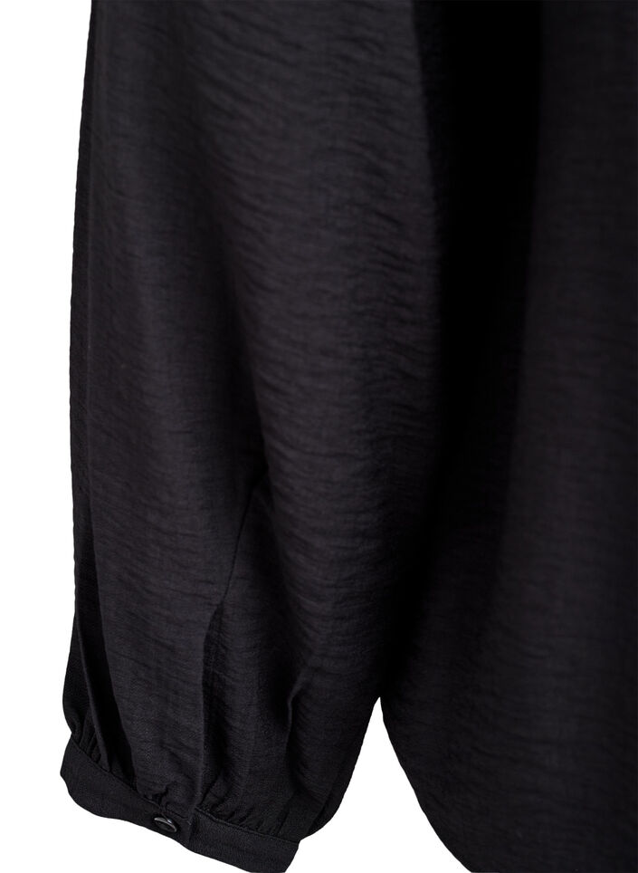 Long-sleeved viscose blouse, Black, Packshot image number 3