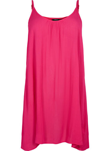 Solid colour strap dress in viscose, Bright Rose, Packshot image number 0