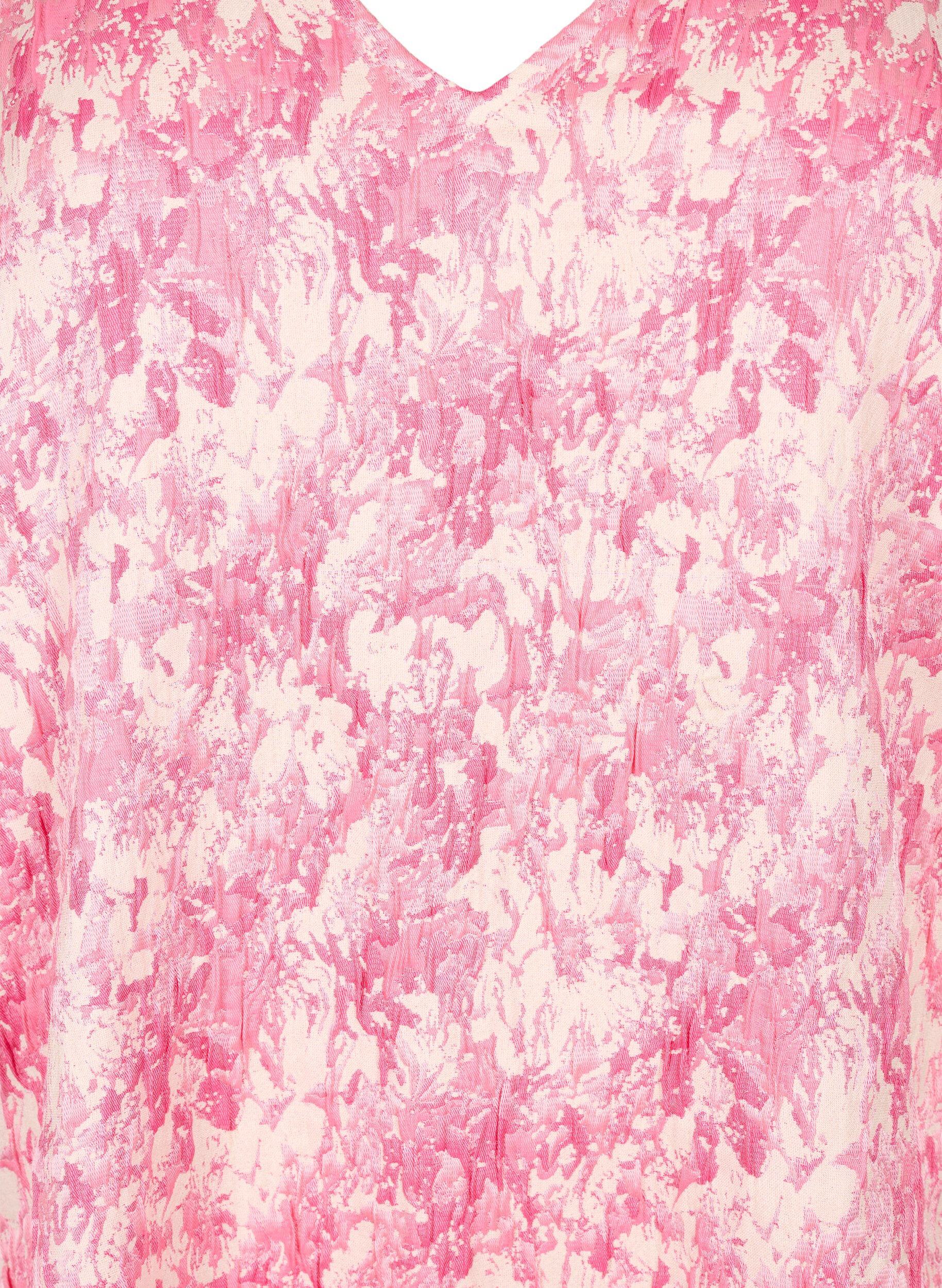 Zizzifashion Dress with short puff sleeves, Chateau Rose AOP, Packshot image number 2