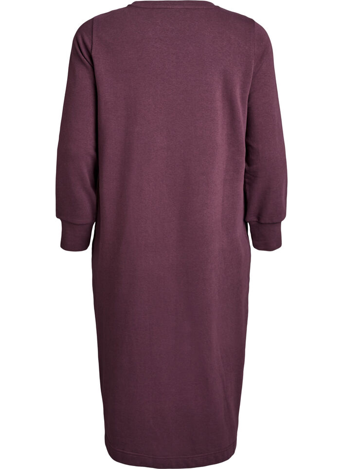 Cotton sweat dress with pockets, Dark Bordeaux, Packshot image number 1