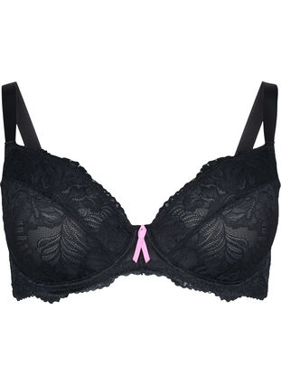 Support the breasts - lace bra with underwire, Black, Packshot image number 0