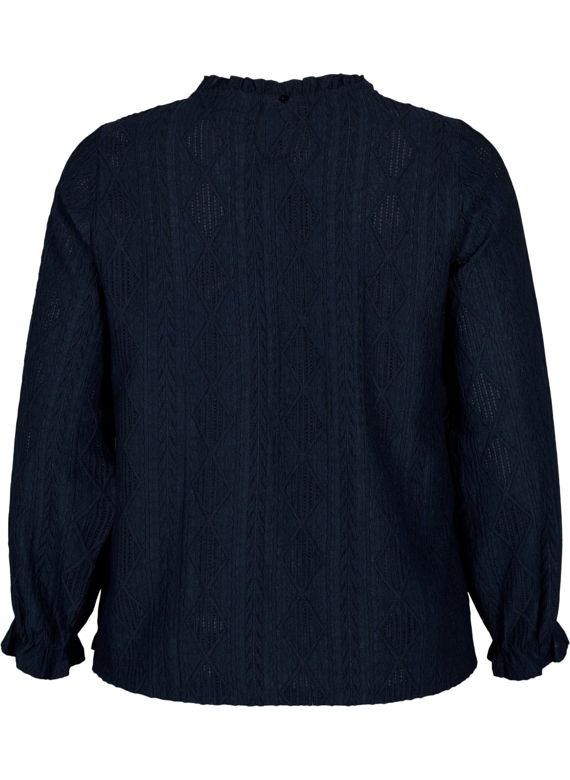 Zizzifashion Blouse with ruffle details and tone-on-tone pattern, Night Sky, Packshot image number 1