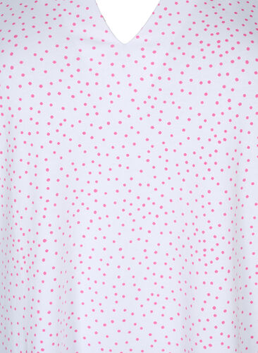 Cotton t-shirt with dots and v-neck, B.White/S. Pink Dot, Packshot image number 2