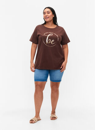 T-shirt in organic cotton with print , Chestnut W. Be GF, Model image number 2