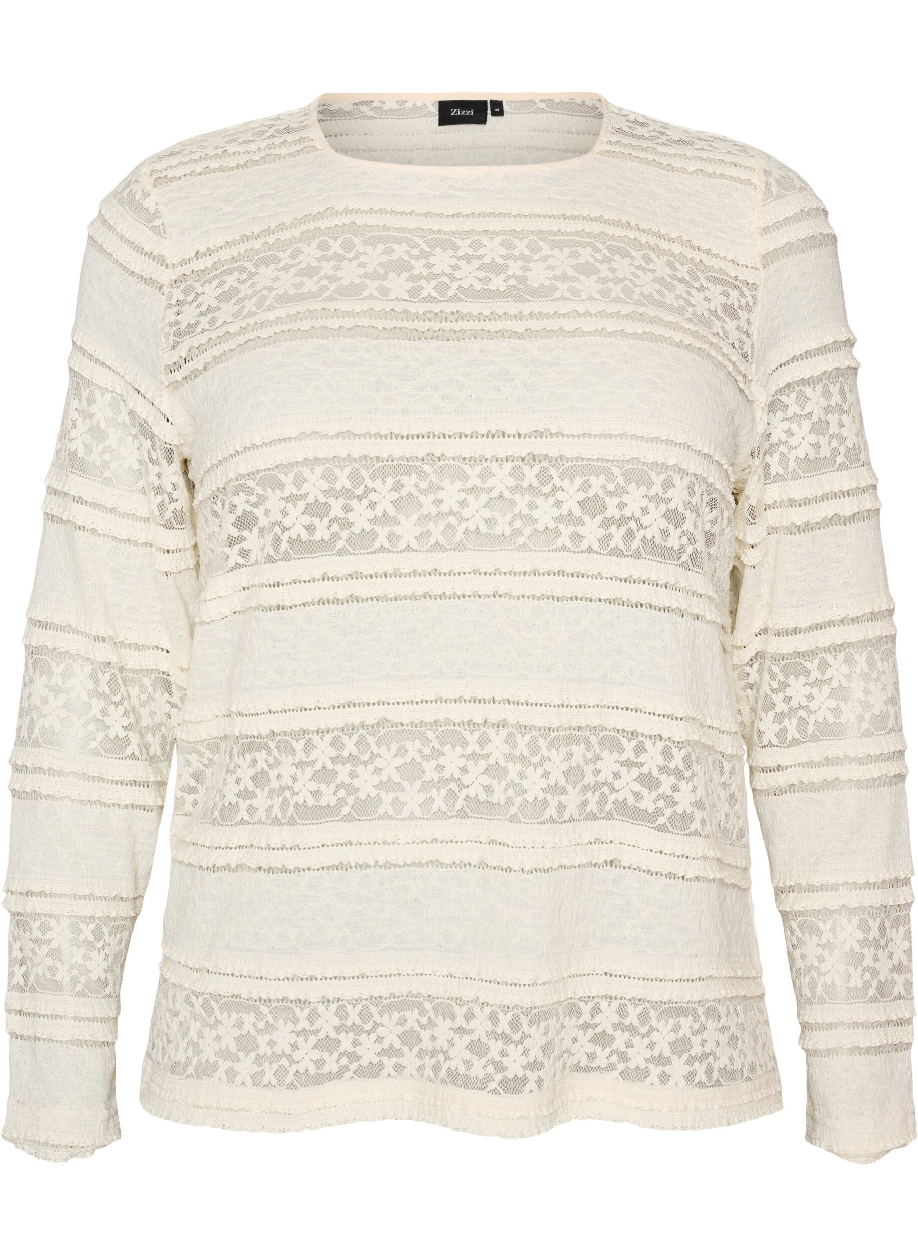 ZizzifashionLace blouse with long sleeves, Vanilla, Packshot image number 0