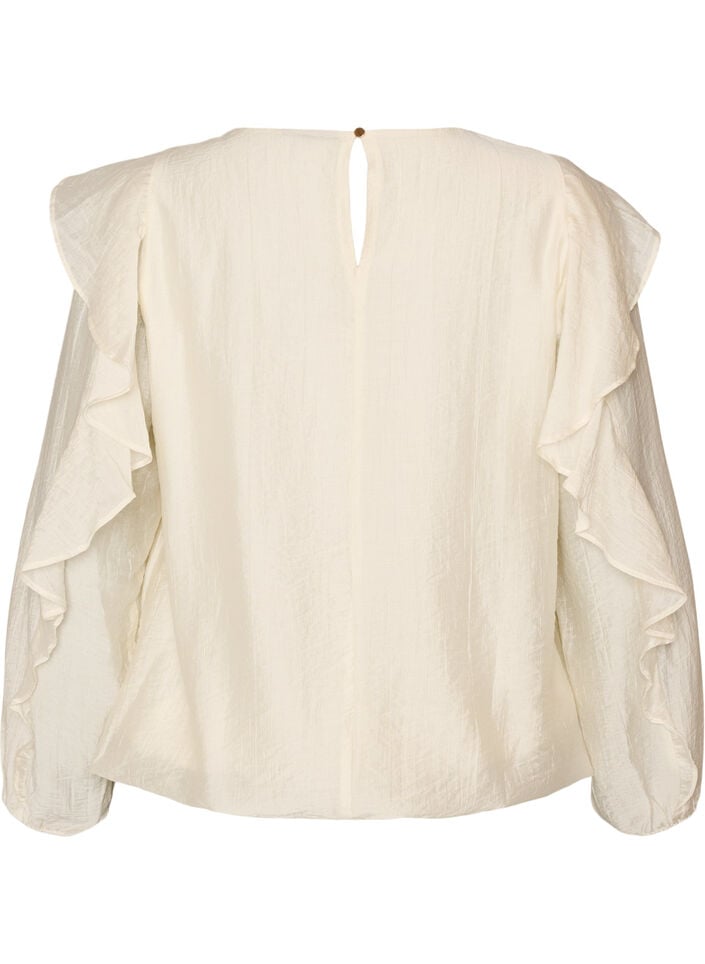 Blouse with ruffles and balloon shape, Vanilla, Packshot image number 1