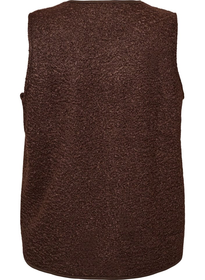 Fleece vest with press buttons and side pockets, Brown, Packshot image number 1