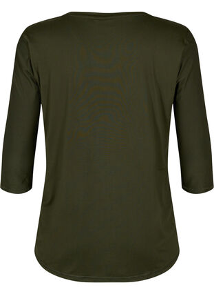 Workout top with 3/4 sleeves, Forest Night, Packshot image number 1