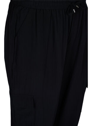 Loose viscose trousers with large pockets, Black, Packshot image number 2