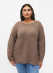 Melange pullover with side slit, Walnut/White Mel., Model image number 0