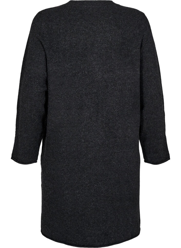 Knitted dress with slits, Dark Grey Melange, Packshot image number 1