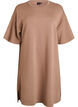 T-shirt dress in jersey with side slits, Brown, Packshot image number 0