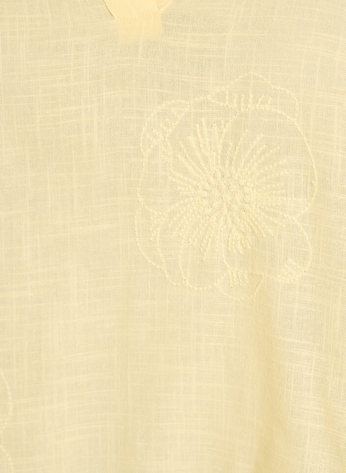 Cotton blouse with embroidered details and 3/4 sleeves, Yellow, Packshot image number 2