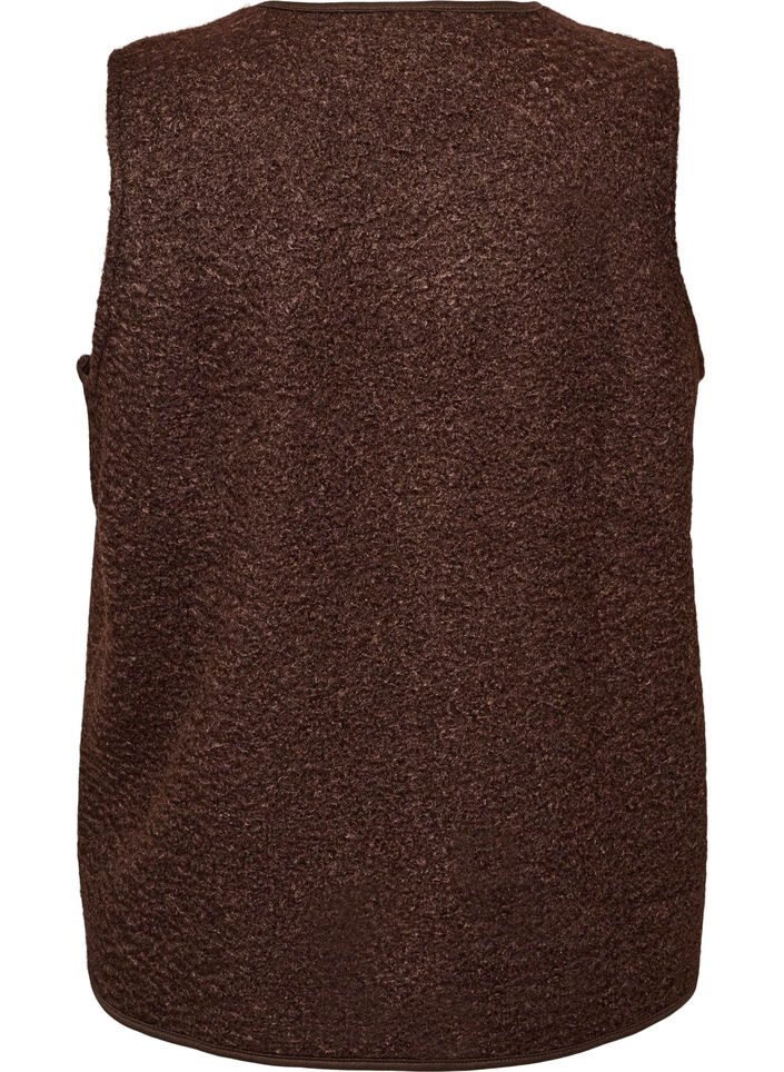 Fleece vest with press buttons and side pockets, Brown, Packshot image number 1