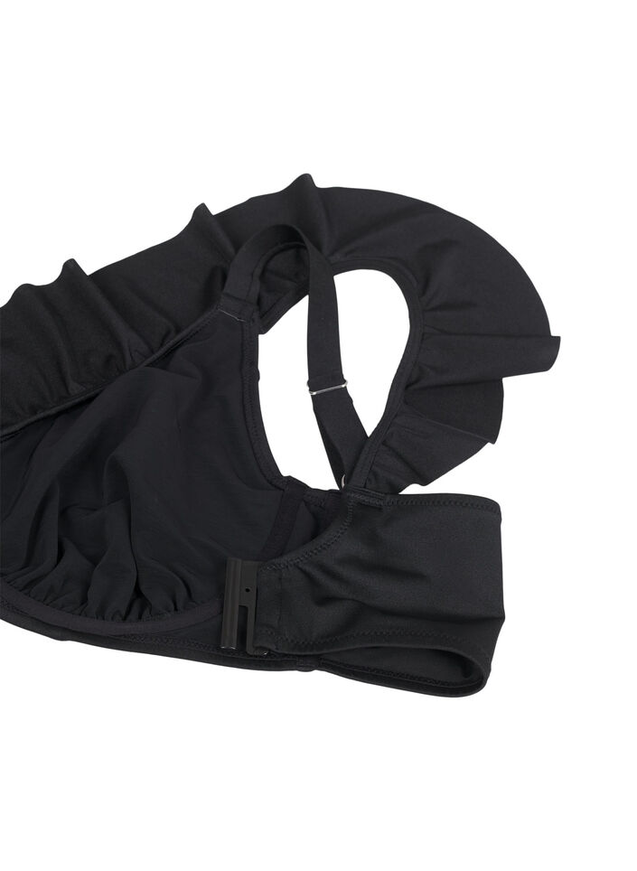 Bikini top with ruffles and underwire, Black, Packshot image number 3