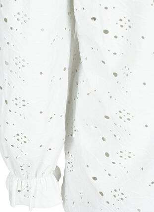 Long-sleeved blouse with hole pattern, Bright White, Packshot image number 3