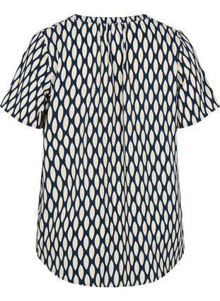 Printed blouse with short sleeves, Oval AOP, Packshot image number 1