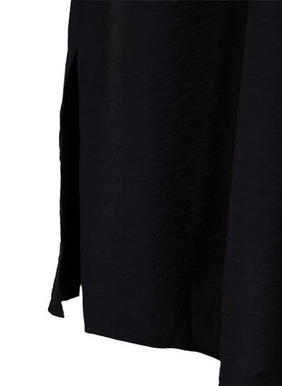 Long viscose shirt with slits, Black, Packshot image number 3