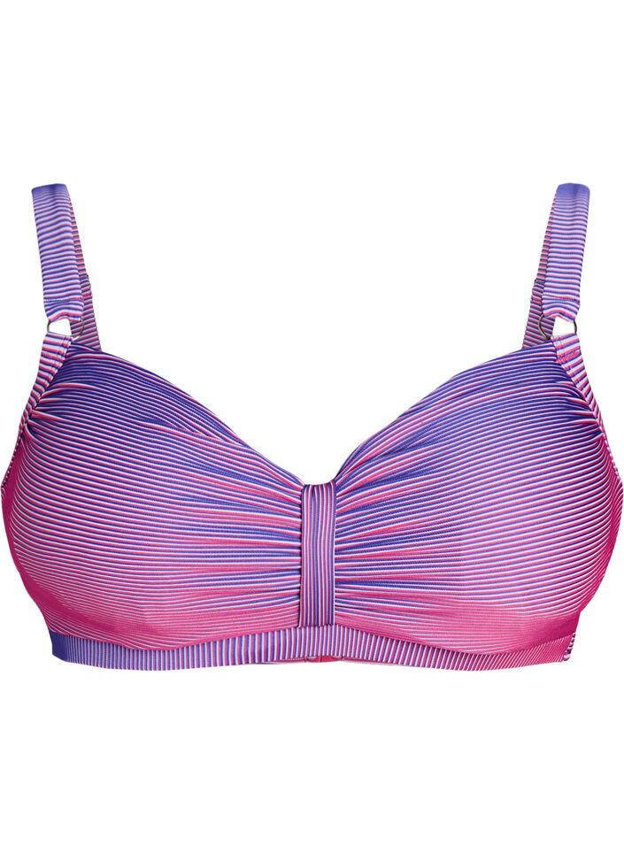 Striped underwired bikini top, Pink, Packshot image number 0