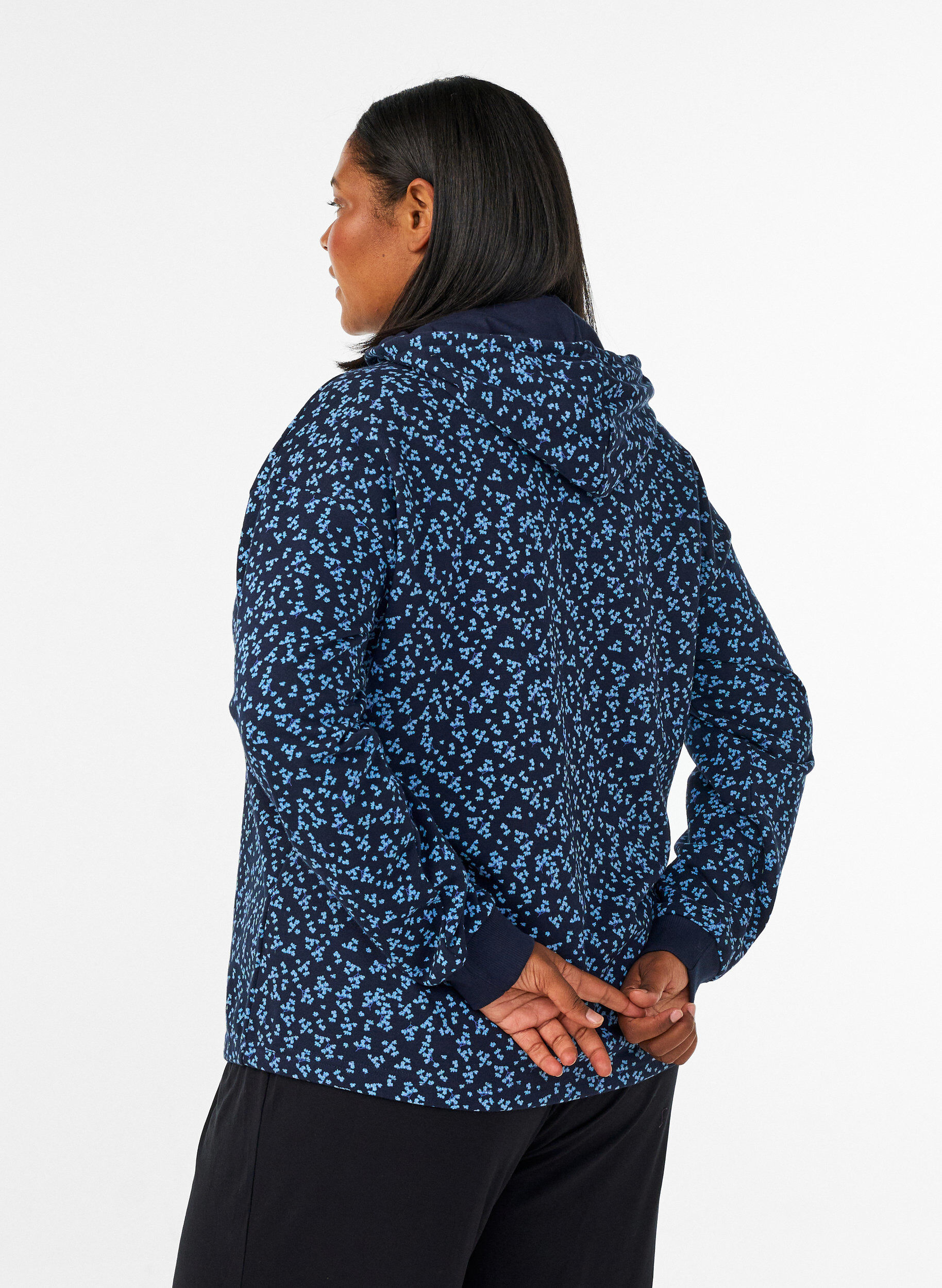 ZizzifashionHoodie with all-over print, Blue, Model image number 2