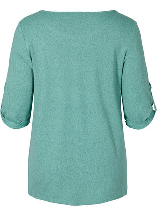 Blouse with buttons and 3/4 sleeves, Dusty Jade Green M., Packshot image number 1