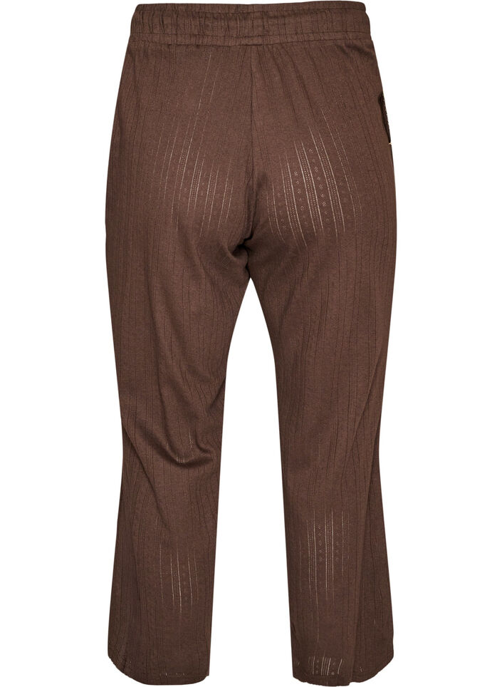Organic cotton pyjama bottoms with eyelet embroidery, Brown, Packshot image number 1