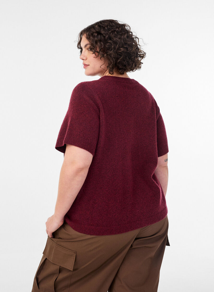 Knit cardigan with short sleeves, Red, Model image number 2