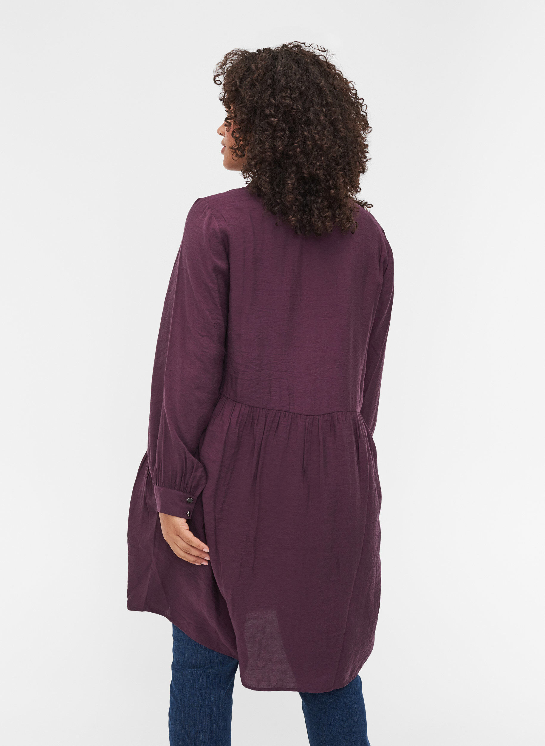 Zizzifashion Solid-coloured, A-line shirt dress, Plum Perfect, Model image number 1