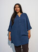 Cotton muslin tunic with broderie anglaise, Blue, Model image number 0