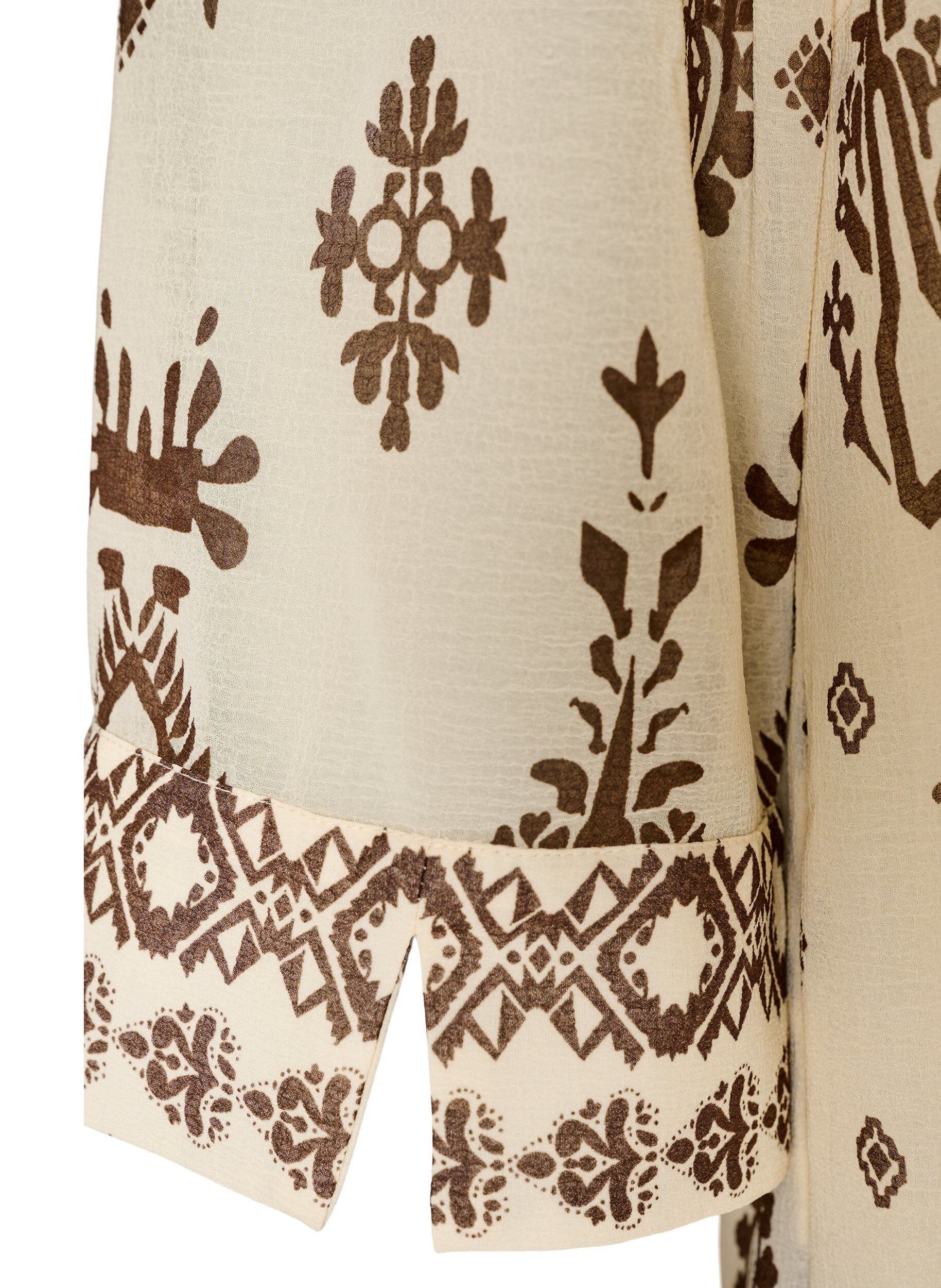 ZizzifashionDress with ornament print and ruffle collar, Beige, Packshot image number 3