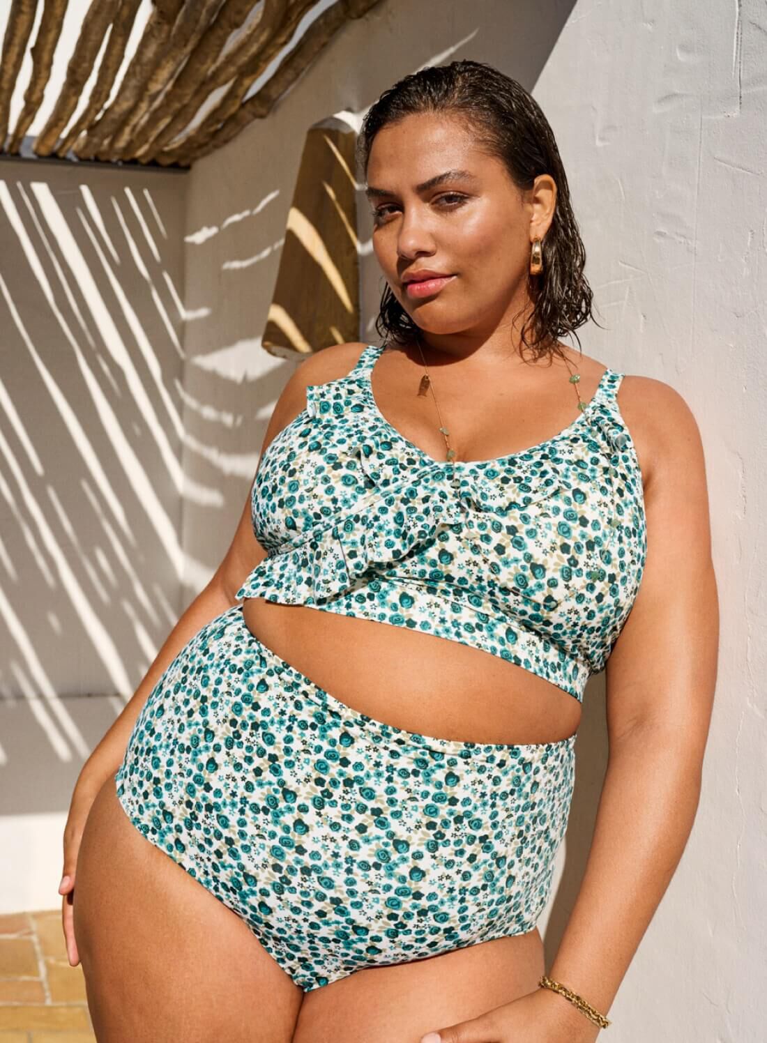 Zizzifashion Bikini set with flowers, , Model