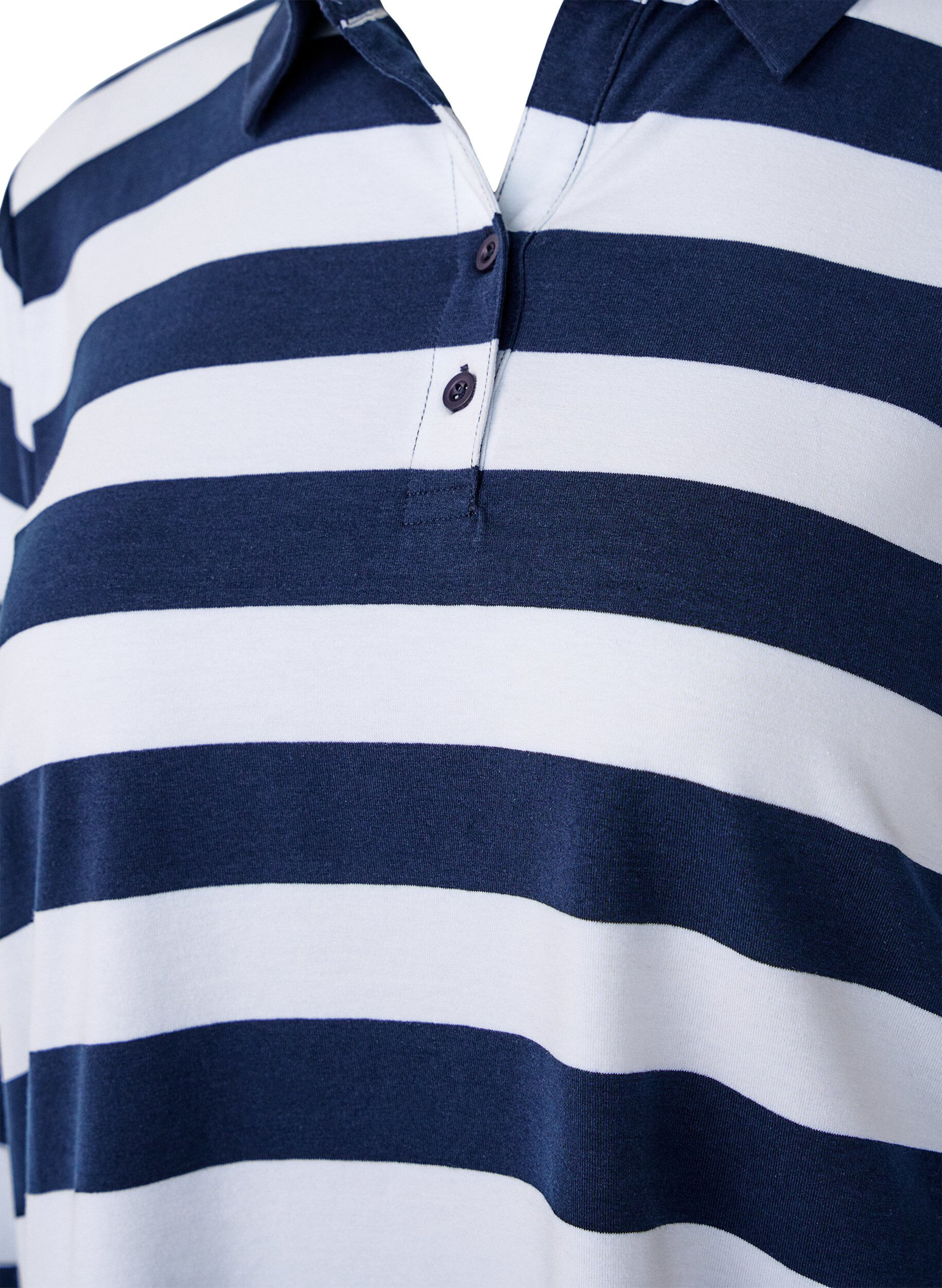 Zizzifashion Long-sleeved polo shirt with stripes, Blue, Packshot image number 2