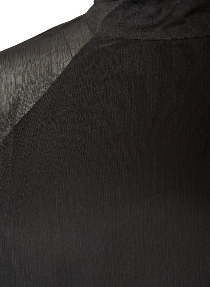 Knee-length chiffon dress with sheer cape, Black, Packshot image number 2