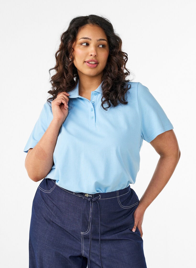 Polo shirt with short sleeves, Light Blue, Model image number 0