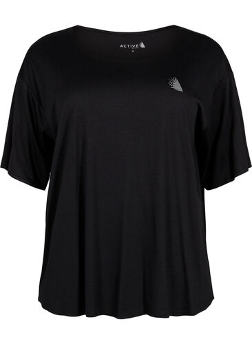 Sport top with short sleeves, Black, Packshot image number 0