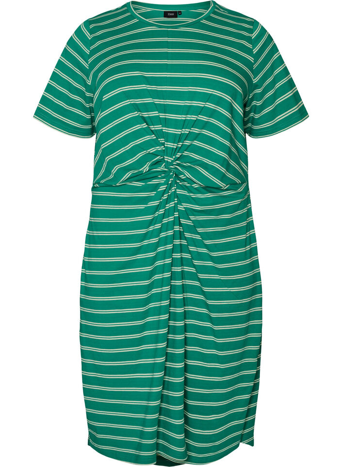 Cotton dress with twist detail, Green, Packshot image number 0