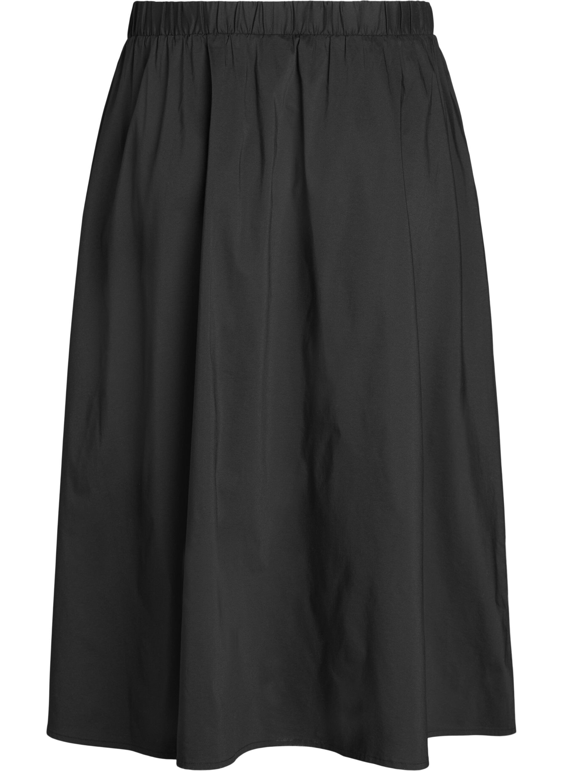 Zizzifashion Midi skirt with an elasticated waist, Black, Packshot image number 1