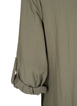 Long solid-coloured viscose shirt with 3/4 sleeves, Dusty Olive, Packshot image number 3