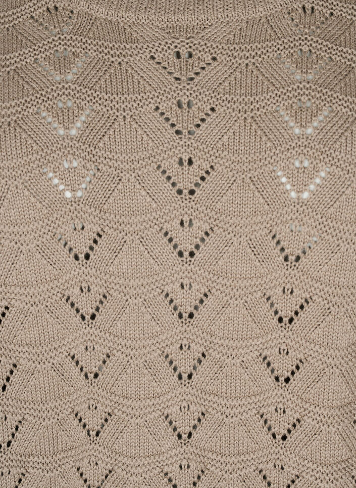 Long-sleeved knit blouse with an openwork pattern, Desert Taupe, Packshot image number 2