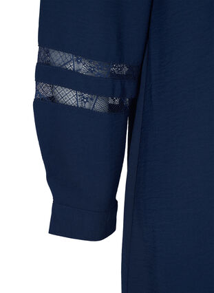 Long shirt with lace details, Navy Blazer, Packshot image number 3