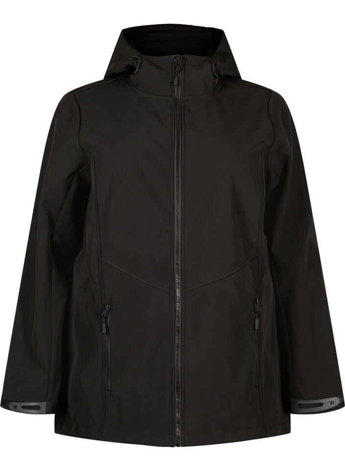 Short softshell jacket with pockets, Black, Packshot image number 0