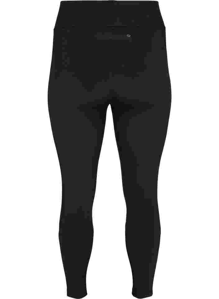 Cropped training leggings with back pocket, Black, Packshot image number 1
