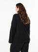 Knitted blouse with turtleneck and side buttons, Black, Model image number 2
