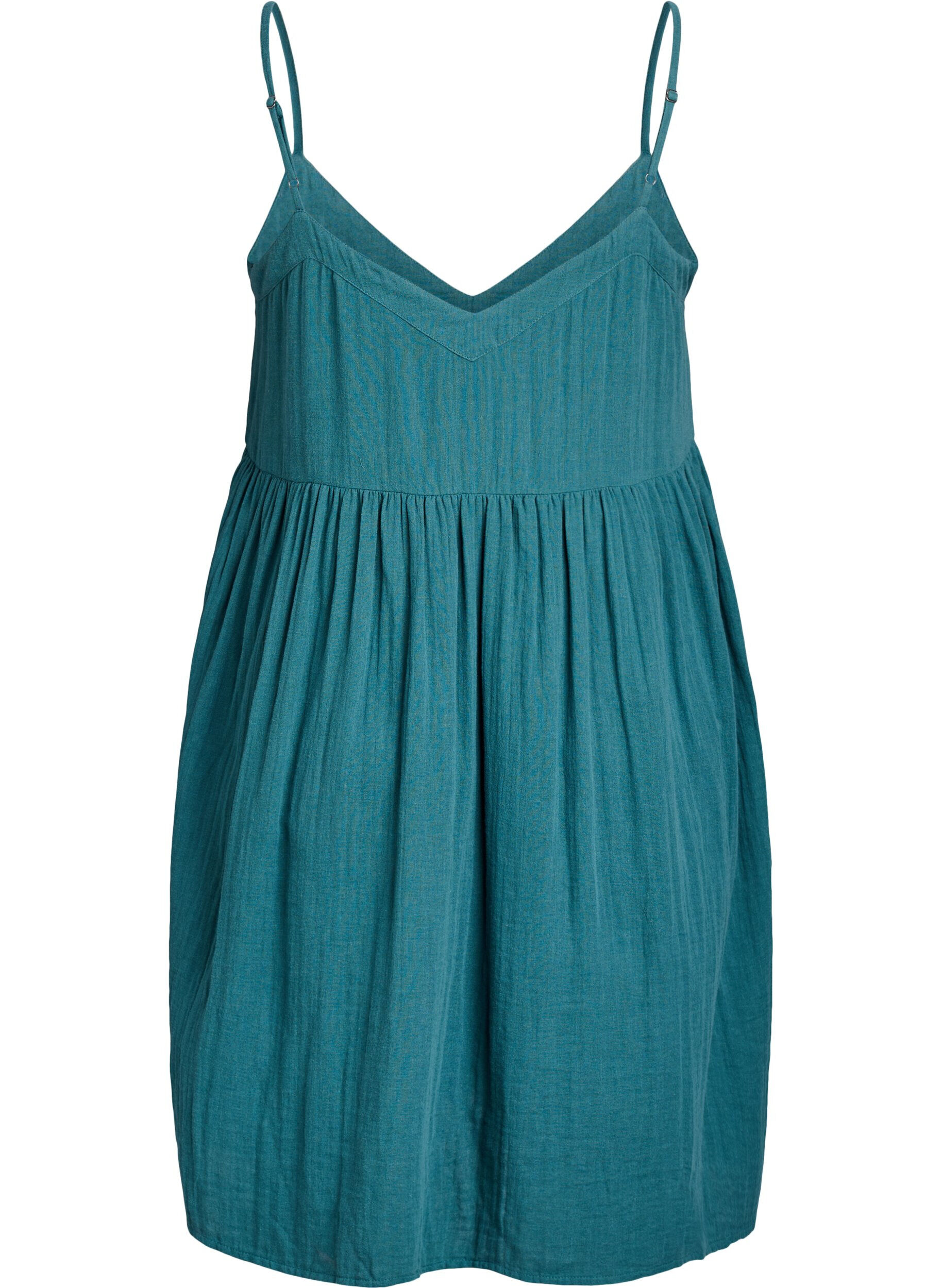 Zizzifashion Cotton beach dress with narrow straps, Green, Packshot image number 1