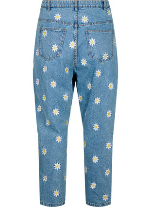 Cropped Mille jeans with embroidered flowers, Light Blue Flower, Packshot image number 1