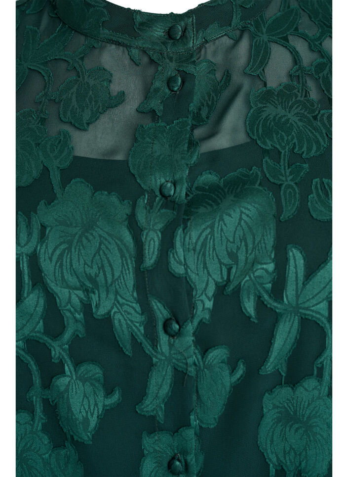 Blouse with buttons and floral pattern, Green, Packshot image number 2