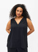 Sleeveless top with wrinkle details, Black, Model image number 0